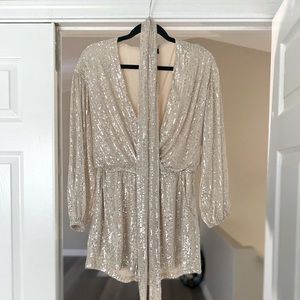 Champagne sequin romper size small. Never worn.